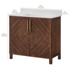 Chevron 36" Medium Brown Single-Sink Bathroom Vanity Set