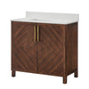 Chevron 36" Medium Brown Single-Sink Bathroom Vanity Set