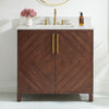Chevron 36" Medium Brown Single-Sink Bathroom Vanity Set