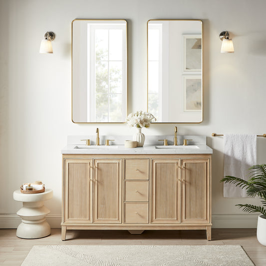 Juego de tocador de baño Oberman de 60" con dos lavabos