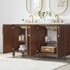 Chevron 60" Medium Brown Double-Sink Bathroom Vanity Set