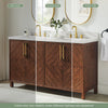 Chevron 60" Medium Brown Double-Sink Bathroom Vanity Set