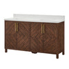 Chevron 60" Medium Brown Double-Sink Bathroom Vanity Set