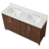 Chevron 60" Medium Brown Double-Sink Bathroom Vanity Set