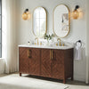 Chevron 60" Medium Brown Double-Sink Bathroom Vanity Set