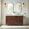 Chevron 60" Medium Brown Double-Sink Bathroom Vanity Set