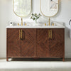 Chevron 60" Medium Brown Double-Sink Bathroom Vanity Set